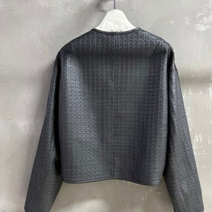 Christian Dior black textured faux-leather, cropped jacket