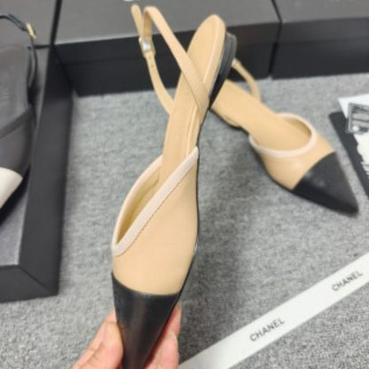 Chanel Two-Tone Slingback Flats in the classic beige and black