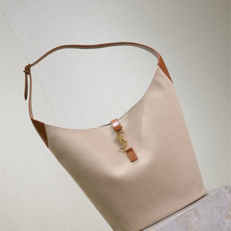 Saint Laurent Le 5 à 7 supple large hobo bag in canvas and leather