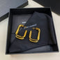 Saint Laurent Square Double Hoop Earrings in gold,