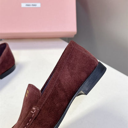 Miu Miu Logo-Embossed Suede Loafers