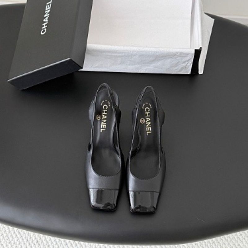 Chanel Lambskin Cap Toe CC Slingback Pumps