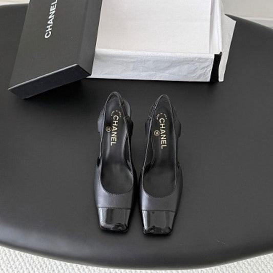 Chanel Lambskin Cap Toe CC Slingback Pumps