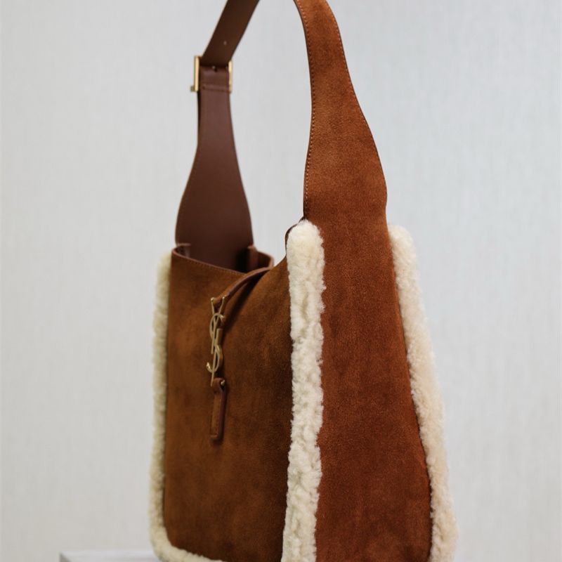 Saint Laurent Le 5 à 7 Small Shearling Shoulder Bag.