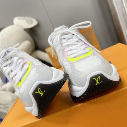 Louis Vuitton Run 55 Sneakers in the Grey/Light Pink/White