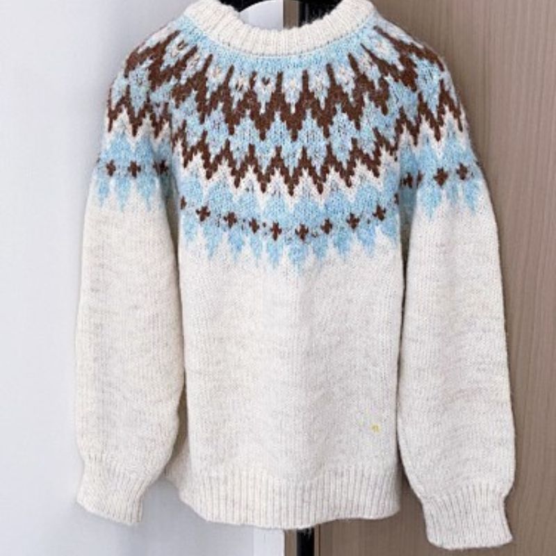 Celine crewneck sweater in fair isle wool.