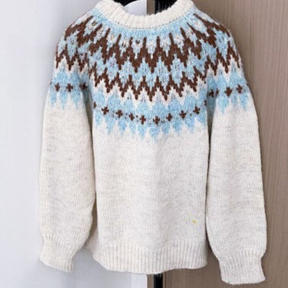 Celine crewneck sweater in fair isle wool.