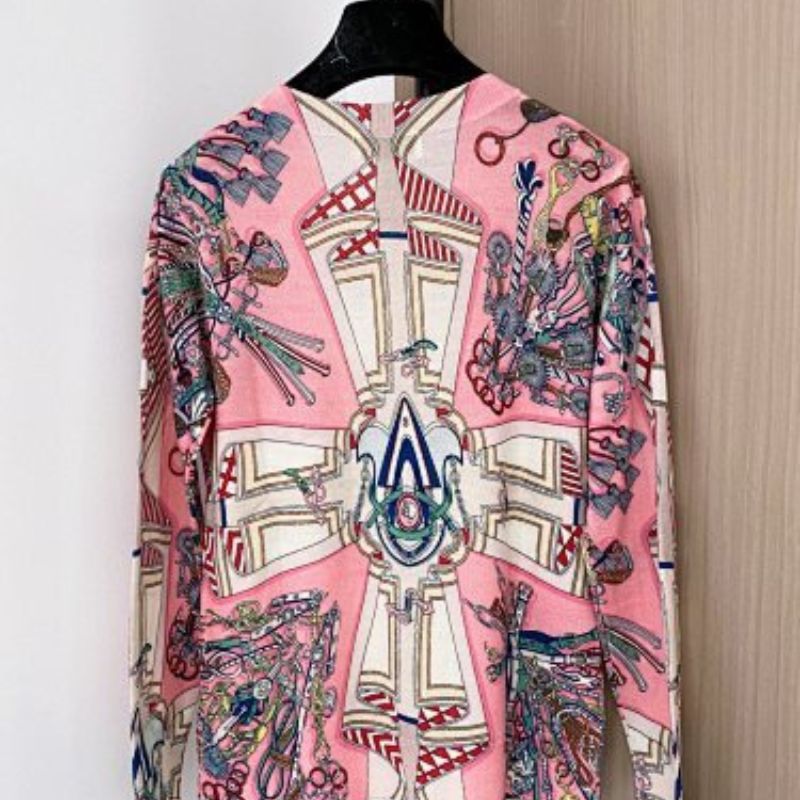 Hermès "Palefroi Remix" long-sleeve twillaine sweater in pink