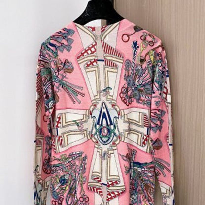 Hermès "Palefroi Remix" long-sleeve twillaine sweater in pink