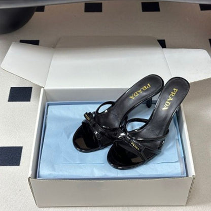 Prada Vernice Patent Leather Bow Mule