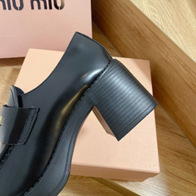 Miu Miu Logo-Plaque Patent-Leather Loafers.