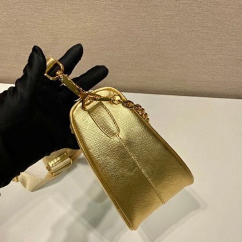 Prada Triangle Metallic Leather Shoulder Bag