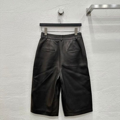 Hermès black wide-leg faux-leather Bermuda shorts