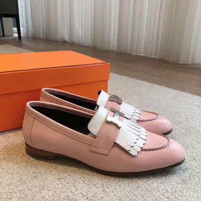Hermès Royal Loafers in a distinct bi-color pink and white