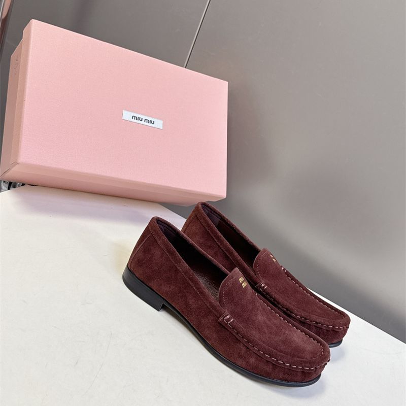 Miu Miu Logo-Embossed Suede Loafers