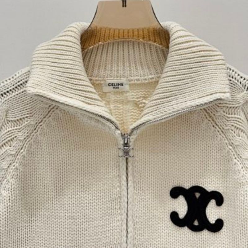 Celine Zip-Up Jacket or Cardigan in Aran Wool