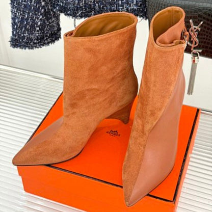 Hermès Hanae 85 ankle boots in a rich bronze-brown
