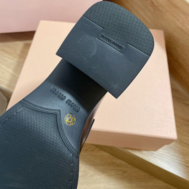 Miu Miu Logo-Plaque Patent-Leather Loafers.