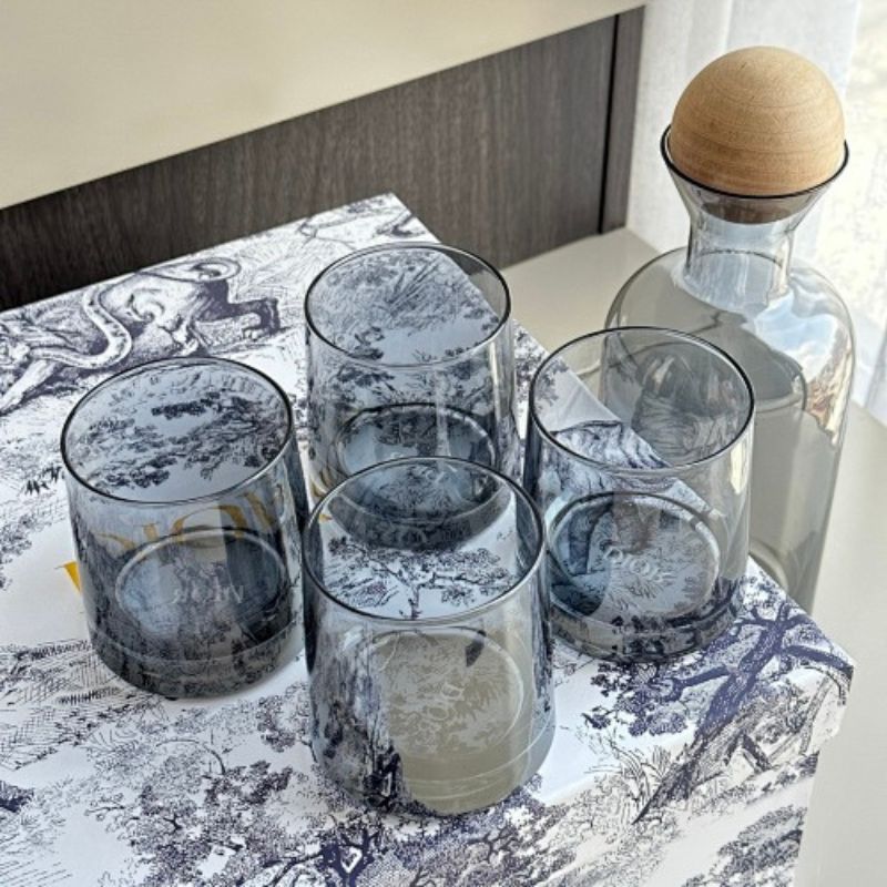Dior-inspired smoked glass carafe and tumbler set,