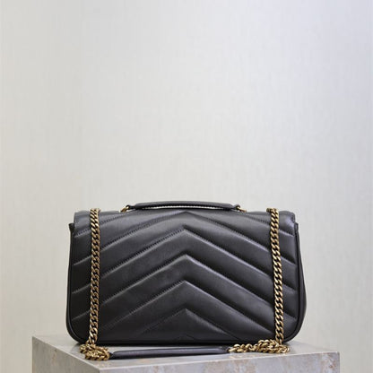 Saint Laurent Loulou shoulder bag in black matelassé