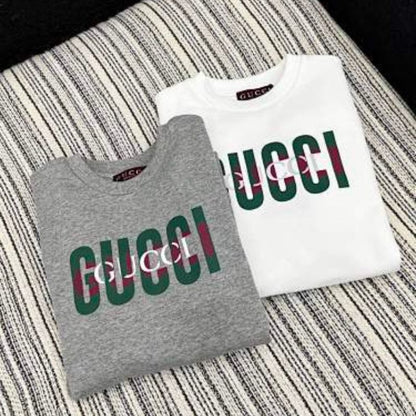 Gucci logo-print cotton crewneck sweatshirt in a grey