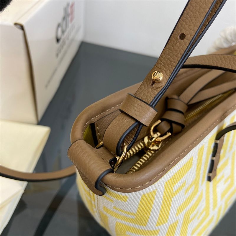 Fendi Roll Mini Tote Bag in a yellow and white color combination