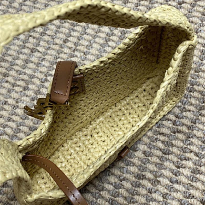 Saint Laurent Le 5 à 7 Soft Hobo bag in crocheted raffia.