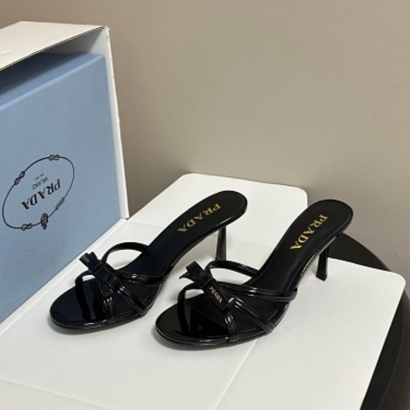 Prada Vernice Patent Leather Bow Mule