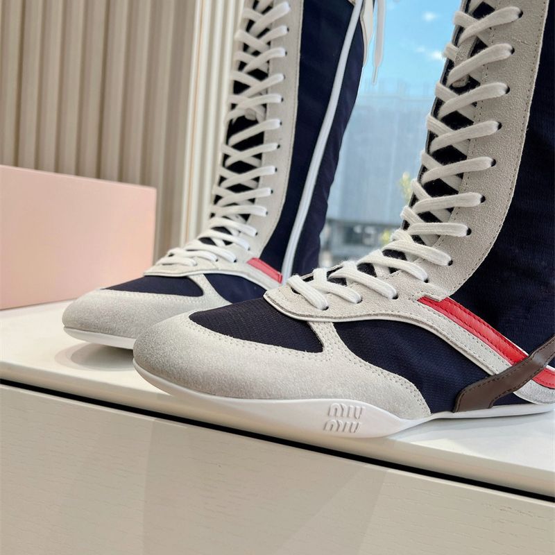 Miu Miu Gymnasium Technical Fabric And Suede Boxeur Boots.