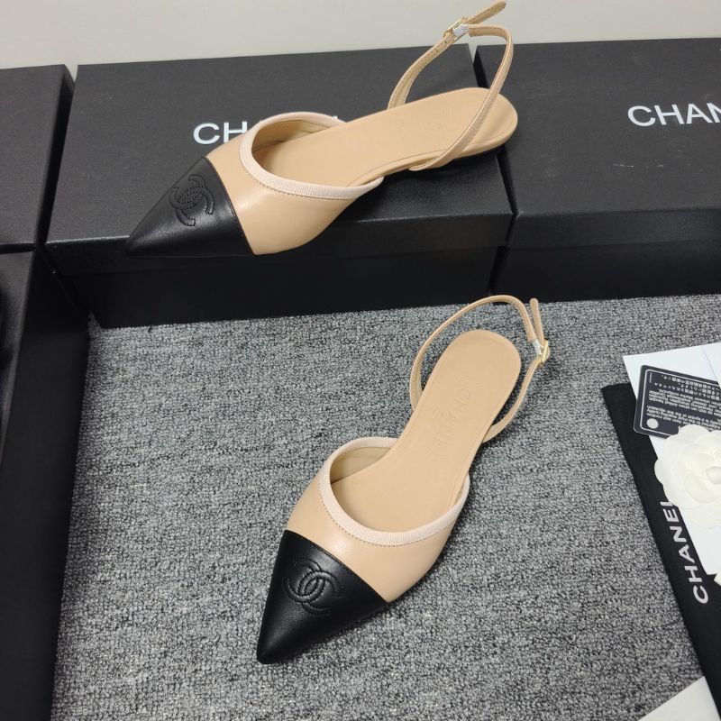 Chanel Two-Tone Slingback Flats in the classic beige and black