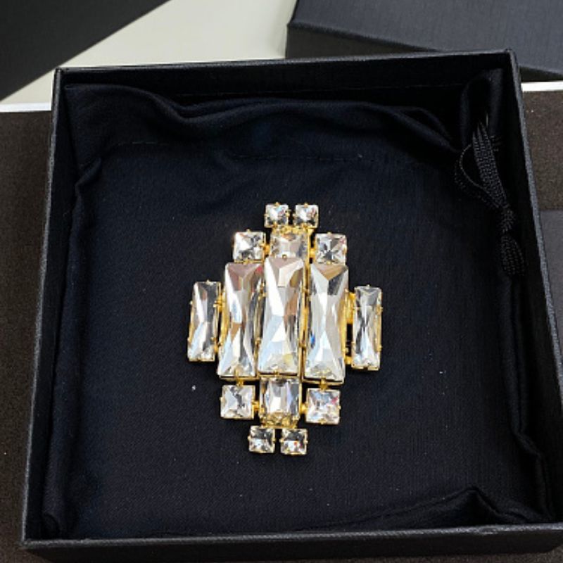 Saint Laurent Crystal Medallion Brooch