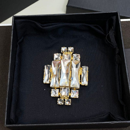 Saint Laurent Crystal Medallion Brooch