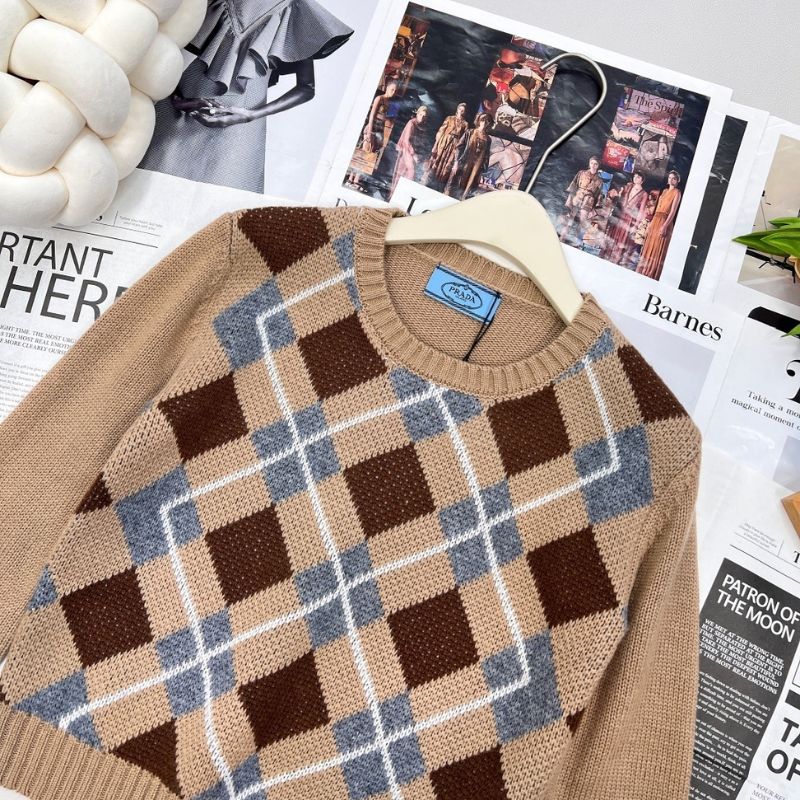 Prada Argyle cashmere sweater
