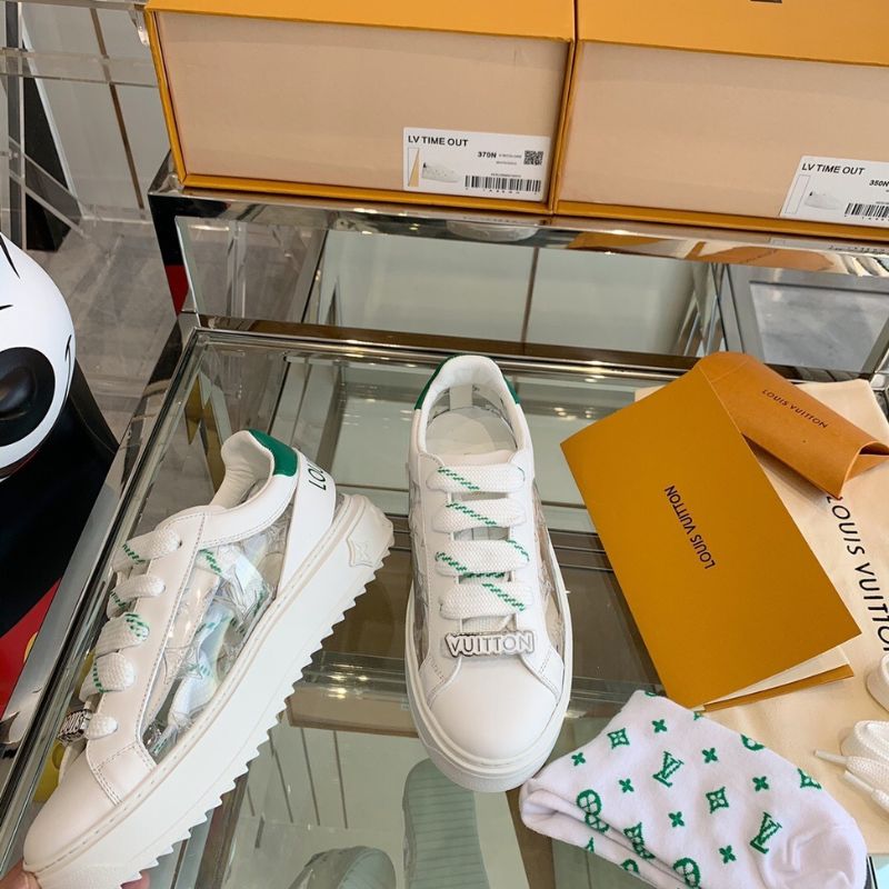 Louis Vuitton Time Out Sneaker with Green Monogram.