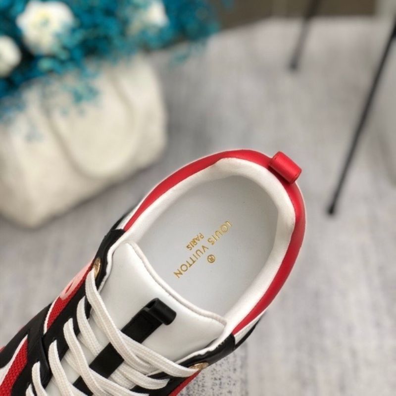 Louis Vuitton Run Away Sneakers in a red, white, and black