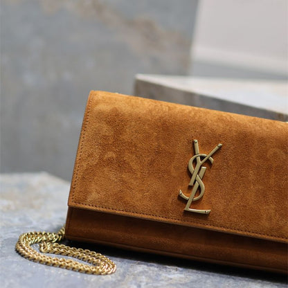 Saint Laurent Kate shoulder bag in brown suede