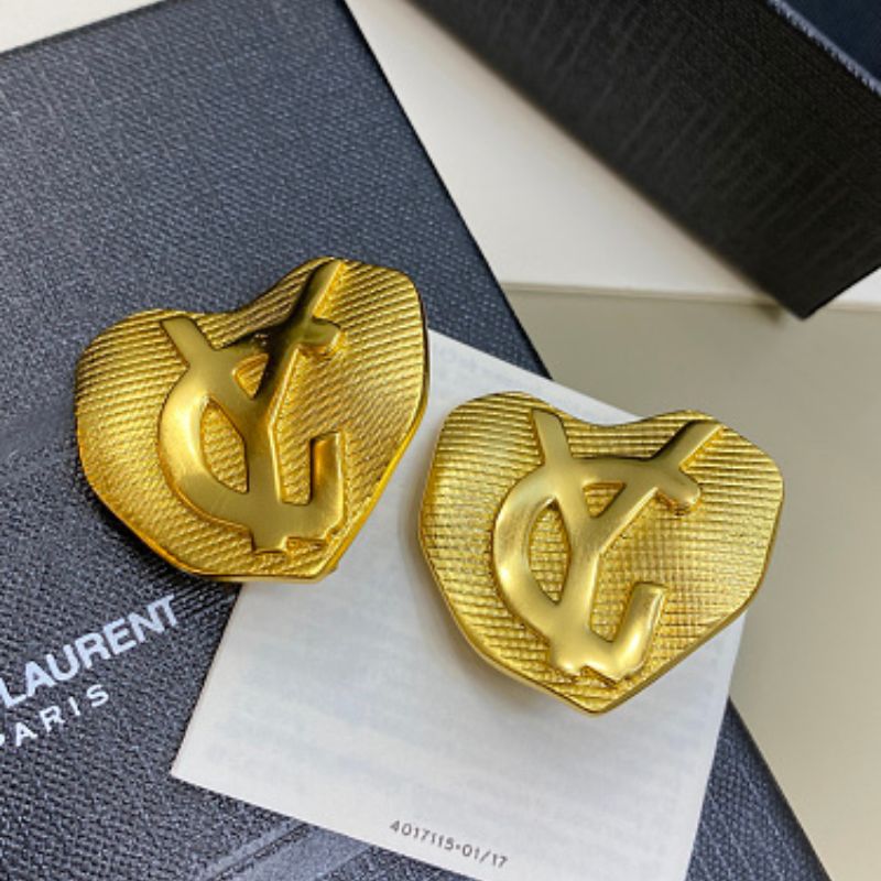 Yves Saint Laurent (YSL) textured heart logo earrings,