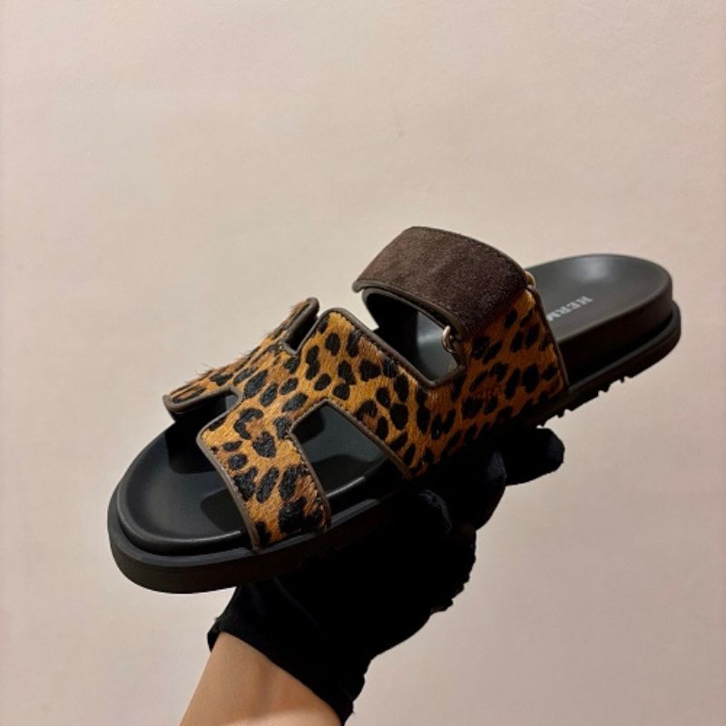 Hermès Chypre Sandals in a seasonal Leopard Print