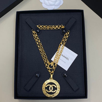 Chanel Round Medallion CC Logo Pendant Necklace