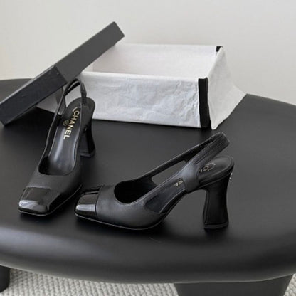 Chanel Lambskin Cap Toe CC Slingback Pumps