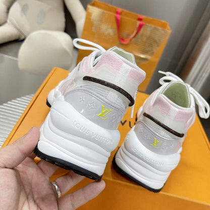 Louis Vuitton Run 55 Sneakers in the Grey/Light Pink/White