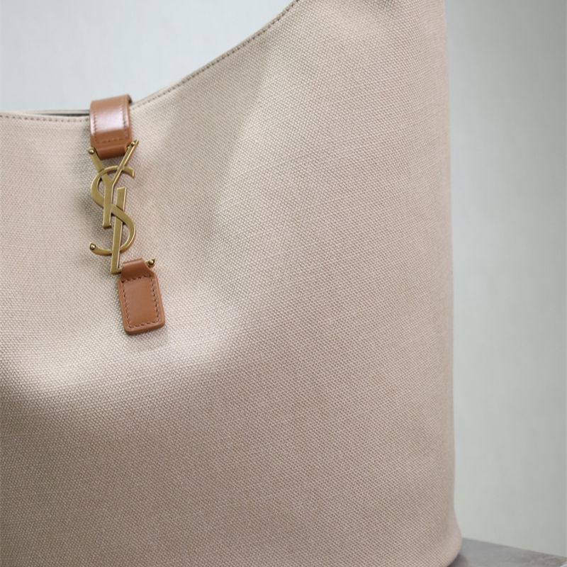 Saint Laurent Le 5 à 7 supple large hobo bag in canvas and leather