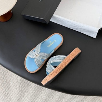 Chanel Tweed and Lambskin CC Mules,