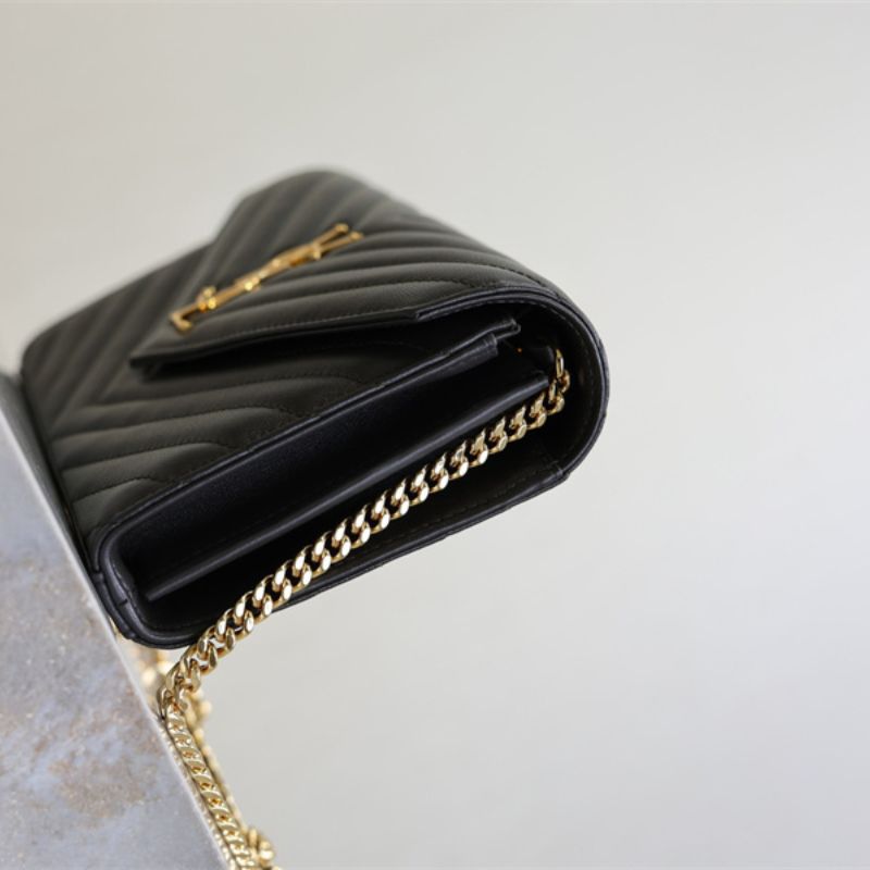 Saint Laurent Cassandre Envelope Chain Wallet.