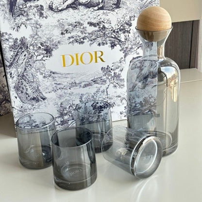 Dior-inspired smoked glass carafe and tumbler set,