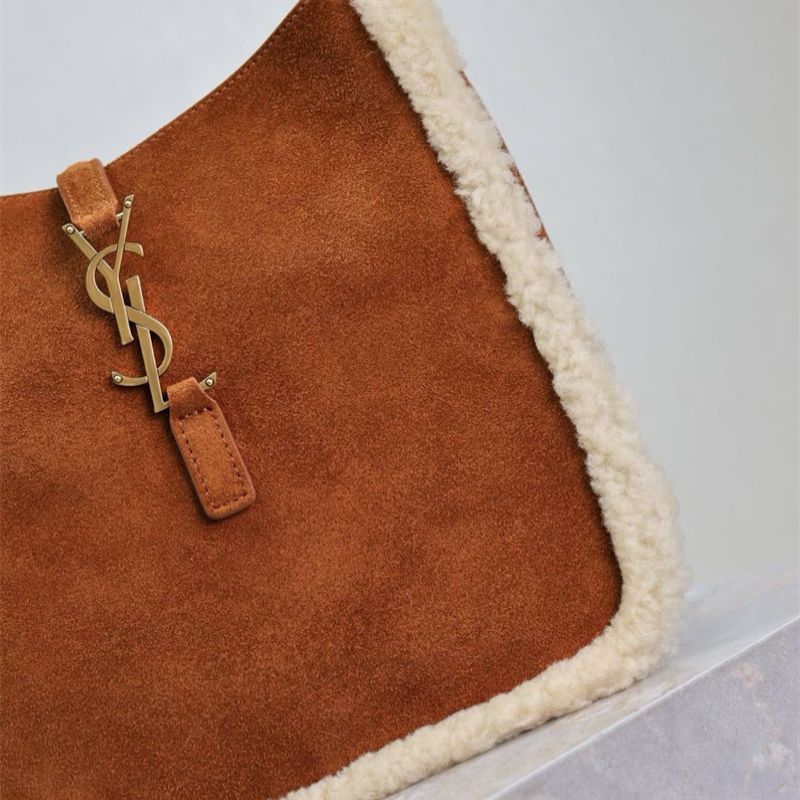 Saint Laurent Le 5 à 7 Small Shearling Shoulder Bag.