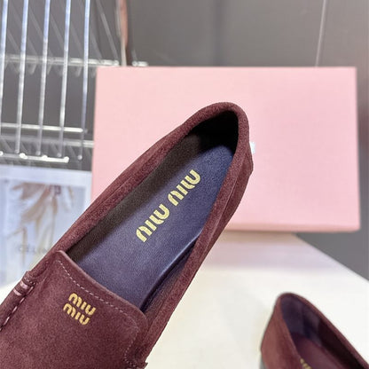 Miu Miu Logo-Embossed Suede Loafers