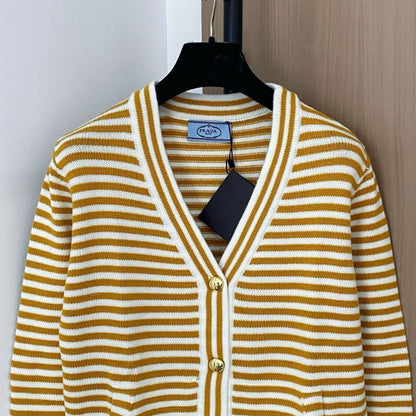 Prada striped wool and cashmere cardigan