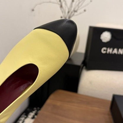 Chanel Lambskin Cap-Toe Ballerina Flats