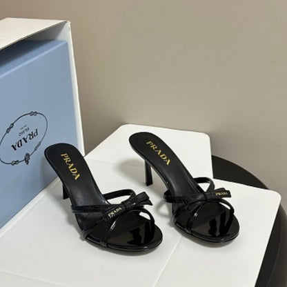 Prada Vernice Patent Leather Bow Mule